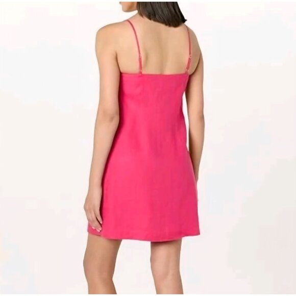 Seville Linen Mini Dress Raspberry Pink Sleeveless Adjustable Straps The Drop L - Picture 2 of 8